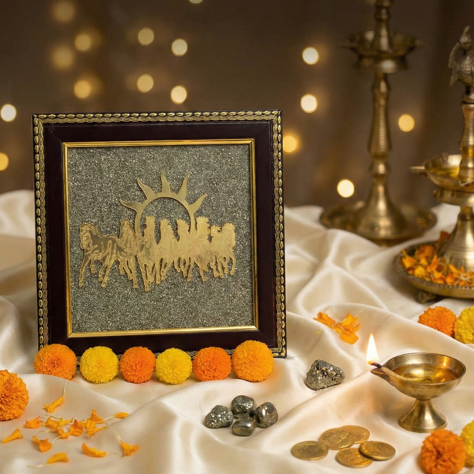 Seven Horse Pyrite Frame